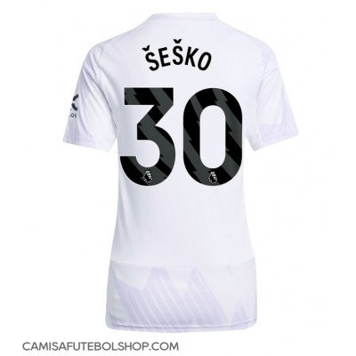 Camisa de time de futebol Manchester United Benjamin Sesko #30 Replicas 2º Equipamento Feminina 2025-26 Manga Curta Camisa de time de futebol Manchester United Benjamin Sesko #30 Replicas 2º Equipamento Feminina 2025-26 Manga Curta